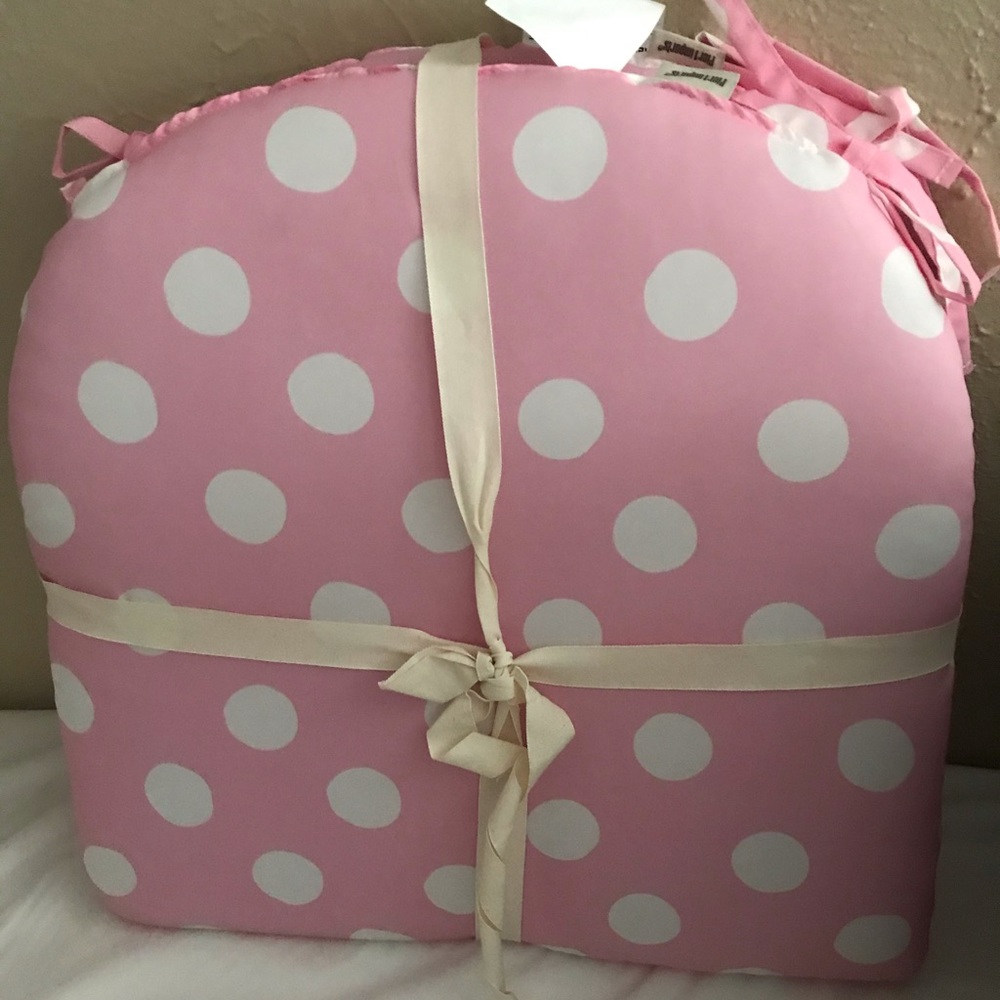 Pink polka dot chair cushions